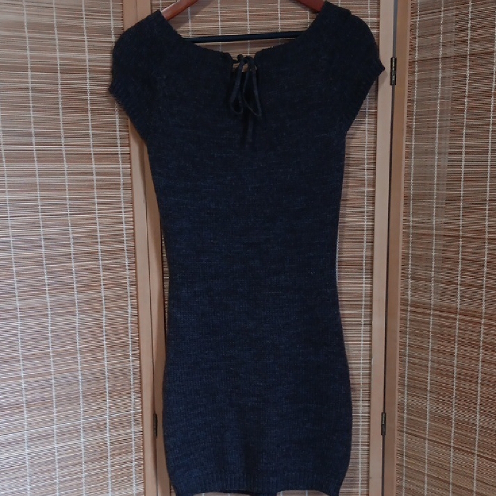 Chic Black Cable Knit Mini Dress - Picture 5 of 8